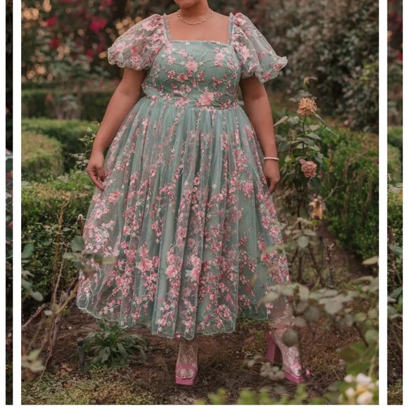 JessaKae Green and Pink Floral Midi Dress - Picture 7 of 10